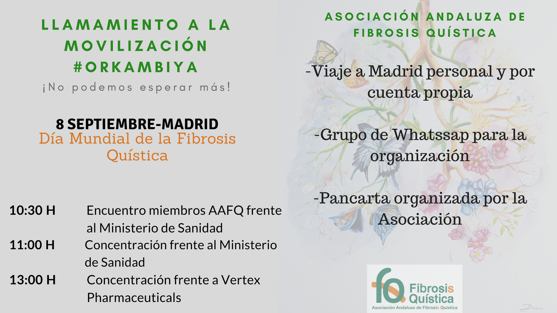 DÍA MUNDIAL DE LA FIBROSIS QUÍSTICA Y CONCENTRACIÓN EN MADRID POR LOS NUEVOS MEDICAMENTOS. 8 DE SEPTIEMBRE